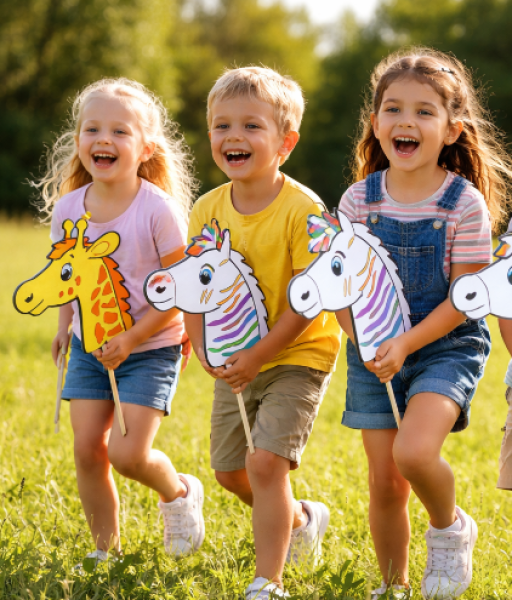 Steckentiere Bastelset (4 Tiere + Stäbe)